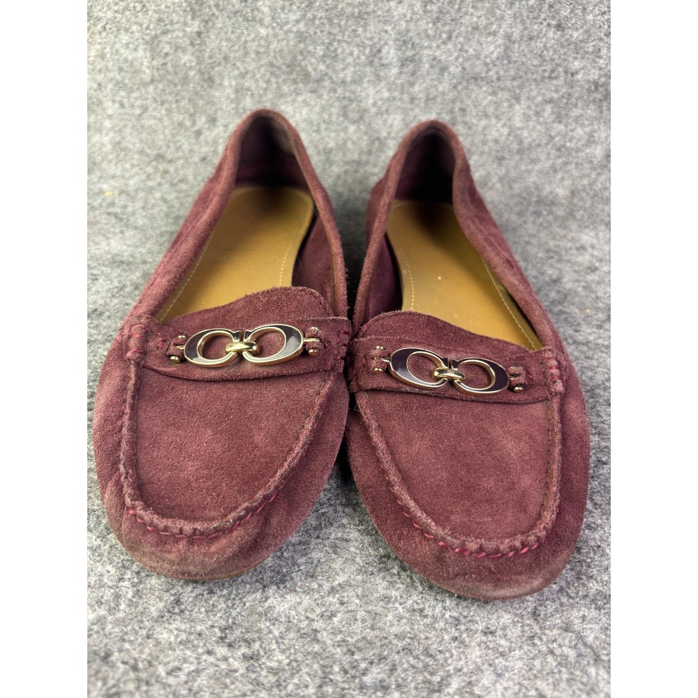 Coach Fortunata Loafers Womens 9.5B Burgundy Suede Horsebit Driving Mocs A4481‎